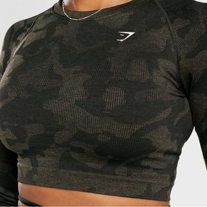 Gymshark camo seamless crop top Black S